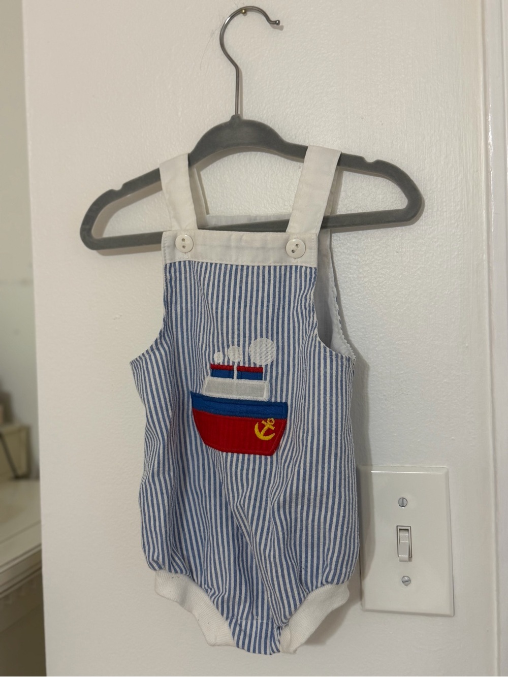 Vintage Health-Tex Striped Nautical Baby Overall